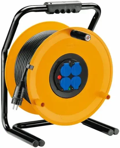[ENROU209] EnrouleurprofesssionneldechantierHO7RNF50m-3Gx2,5mm²/7000Watts)-4prises2P+T/couvercledisjonct
